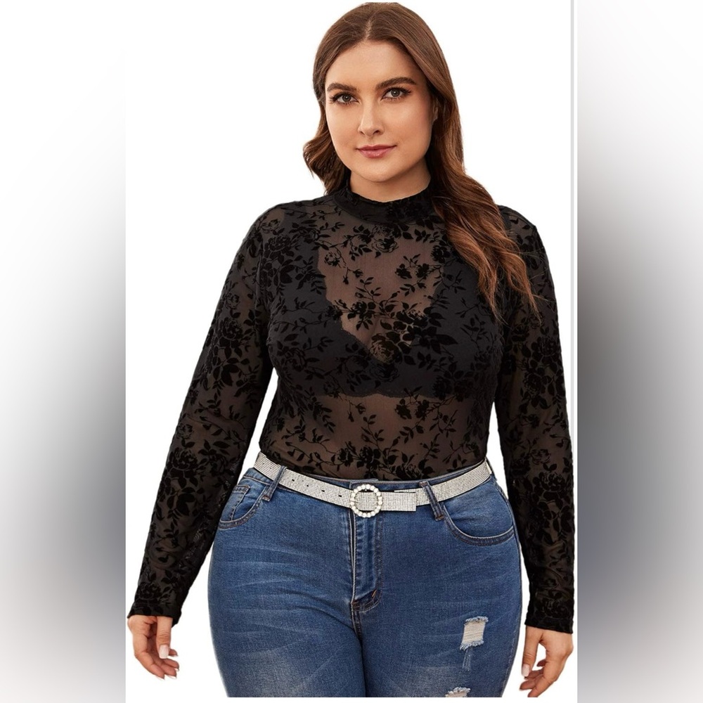 Floral mesh top